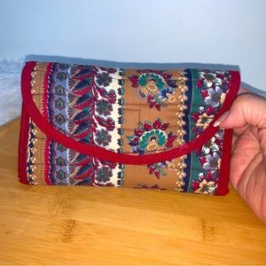 Fabric Quilted Wallet Multicolor Trifold Zip coin pocket